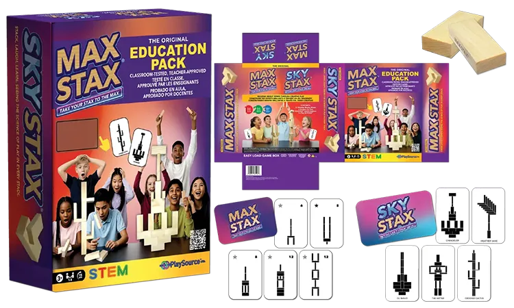 MaxStax Education Game Box, package design by Lori