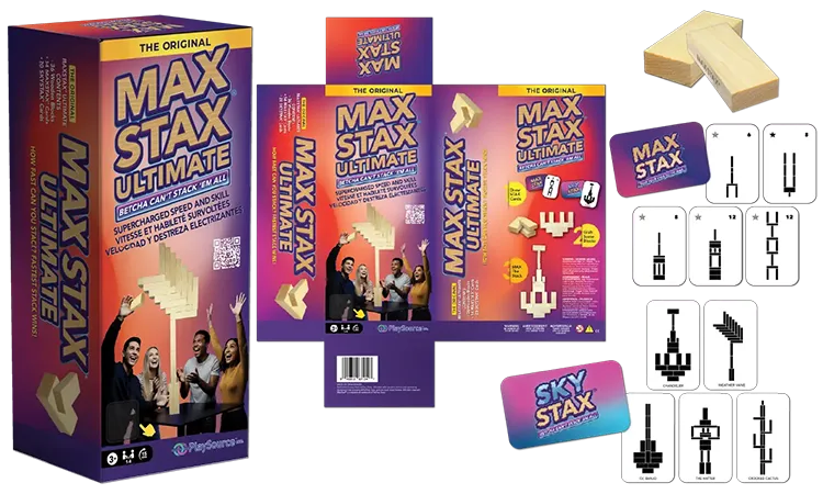 MaxStax Ultimate Game Box, package design by Lori