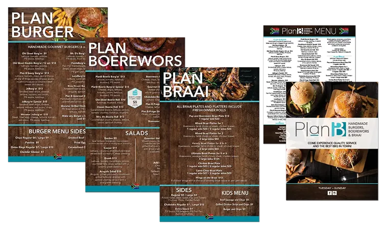 Plan B Menu Resturant Wall